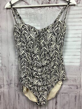 Tropical Escape One Piece Swimsuit Black White 6